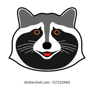 Raccoon head on white background