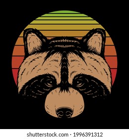 raccoon head retro vector illustration for your company or brand