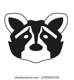 Raccoon head vector icon isolated on white background. Raccoon stylish image for logo and emblem design in black and white graphic.