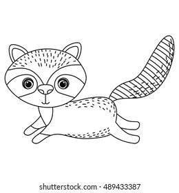 Raccoon icon. Animal cartoon and nature theme. Isolated and drawn design. Vector illustration