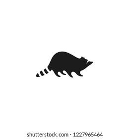 Raccoon icon, isolated on white background. Black raccoon silhouette. Logo for your project. Vector illustration.