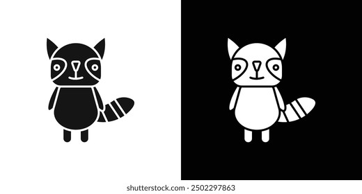 raccoon icon logo set vector