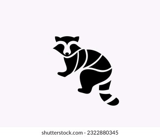 raccoon interested look side art logo symbol design template illustration inspiration