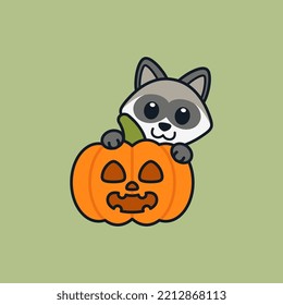 Raccoon With Jack o Lantern