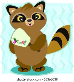 Raccoon with a Japanese Fan Vector