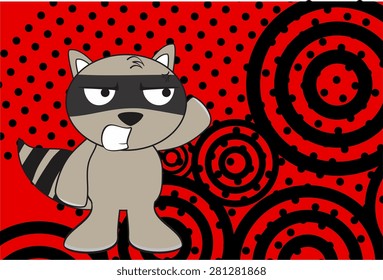 raccoon kid cartoon expression  background in vector format very easy to edit