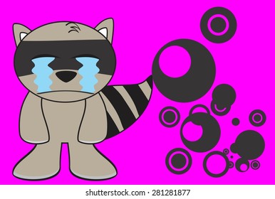 raccoon kid cartoon expression  background in vector format very easy to edit