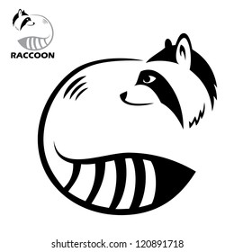 Raccoon label - vector illustration