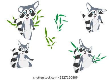 raccoon with leaves and branches