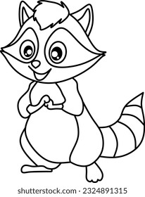 Raccoon line art vector for coloring book page 