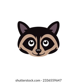Raccoon Logo clipart of cute racoon face icon editable vector, animal head silhouette of tshirt mascot symbol illustrator. isolated on white background.