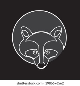 Raccoon Logo Design line art for brand white and black.