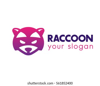 raccoon logo element, icon on white