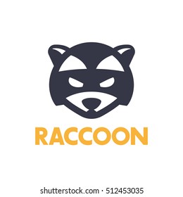 raccoon logo element, simple icon on white