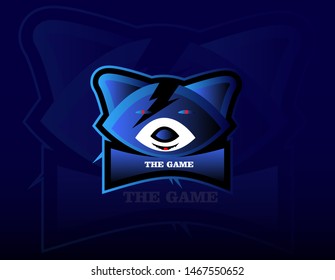 raccoon logo for games in blue