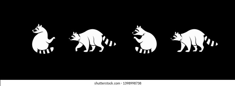 Raccoon logo icon designs.  Vector illustration silhouettes.