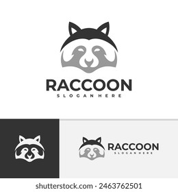 Plantilla de Vector de logotipo de mapache, conceptos de diseño de logotipo de cabeza de mapache creativo