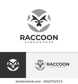 Plantilla de Vector de logotipo de mapache, conceptos de diseño de logotipo de cabeza de mapache creativo
