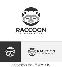 Plantilla de Vector de logotipo de mapache, conceptos de diseño de logotipo de cabeza de mapache creativo
