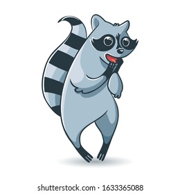 raccoon in love is surprised. Cartoon animal. Love concept, valentines day. Vector 