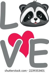 Raccoon lover. Design for printing. Vector