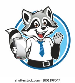 Raccoon mascot cartoon in vector