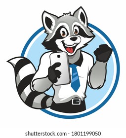 Raccoon mascot cartoon in vector
