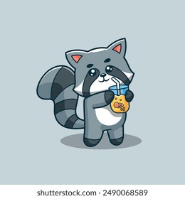 raccoon mascot character logo design vector illustration