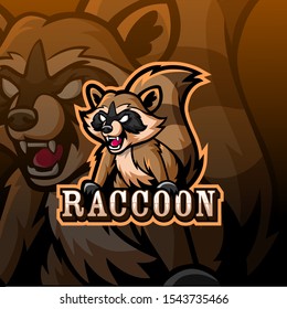 raccoon mascot esport logo design