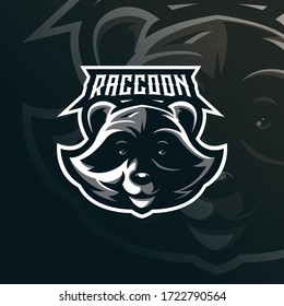 raccoon mascot logo design vector with modern illustration concept style for badge, emblem and tshirt printing. raccoon head illustration.