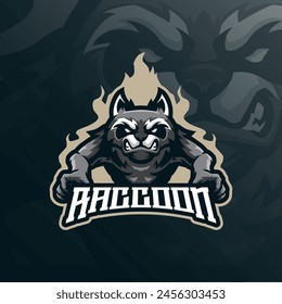 Raccoon mascot logo design vector with modern illustration concept style for badge, emblem and t shirt printing. Angry raccoon illustration.