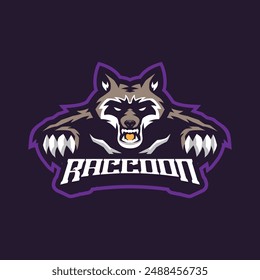 Raccoon mascot logo design vector with modern illustration concept style for badge, emblem and t shirt printing. Angry raccoon illustration for sport team.