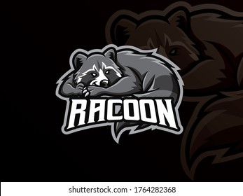 Raccoon mascot sport logo design. Racoon animal mascot vector illustration logo. Wild raccoon mascot, Emblem design for esports team. Vector illustration