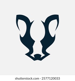 Raccoon minimalist logo. Simple negative space animal business design. Isolated with soft background.