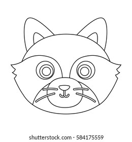 Raccoon muzzle icon in outline style isolated on white background. Animal muzzle symbol stock vector illustration.