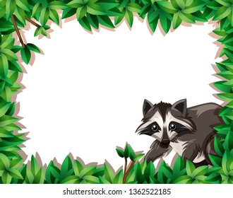 Raccoon on nature frame illustration