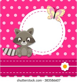 raccoon on a pink background An empty seat for the text of the eps 10