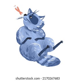 Raccoon on white background. Isolated vector illustration