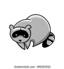 Raccoon on white background, vector illustration
