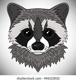 Raccoon painted by hand vector