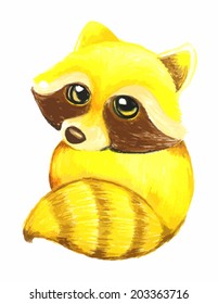 raccoon painting on a white background