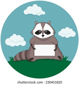 raccoon with paper sheet