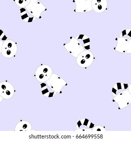 raccoon pattern blue background seamless pattern  vector illustration 