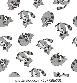Raccoon pattern. Wrapping paper design. Vector illustration