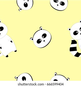 raccoon pattern yellow background seamless pattern vector illustration