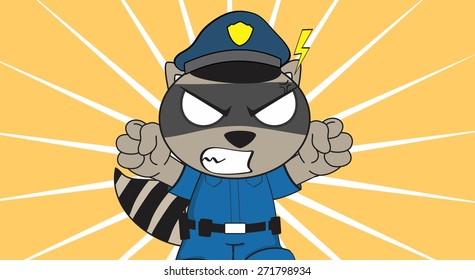 raccoon police cartoon background in vector format very easy to edit