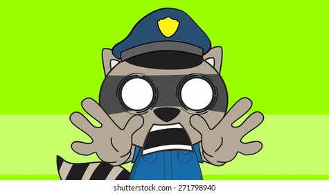 raccoon police cartoon background in vector format very easy to edit
