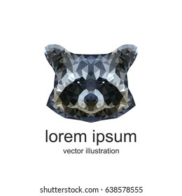 raccoon. polygonal graphics. vector illustration