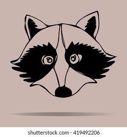 Raccoon portrait. Vector illustration.