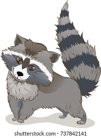 A Raccoon With A Raised Tail